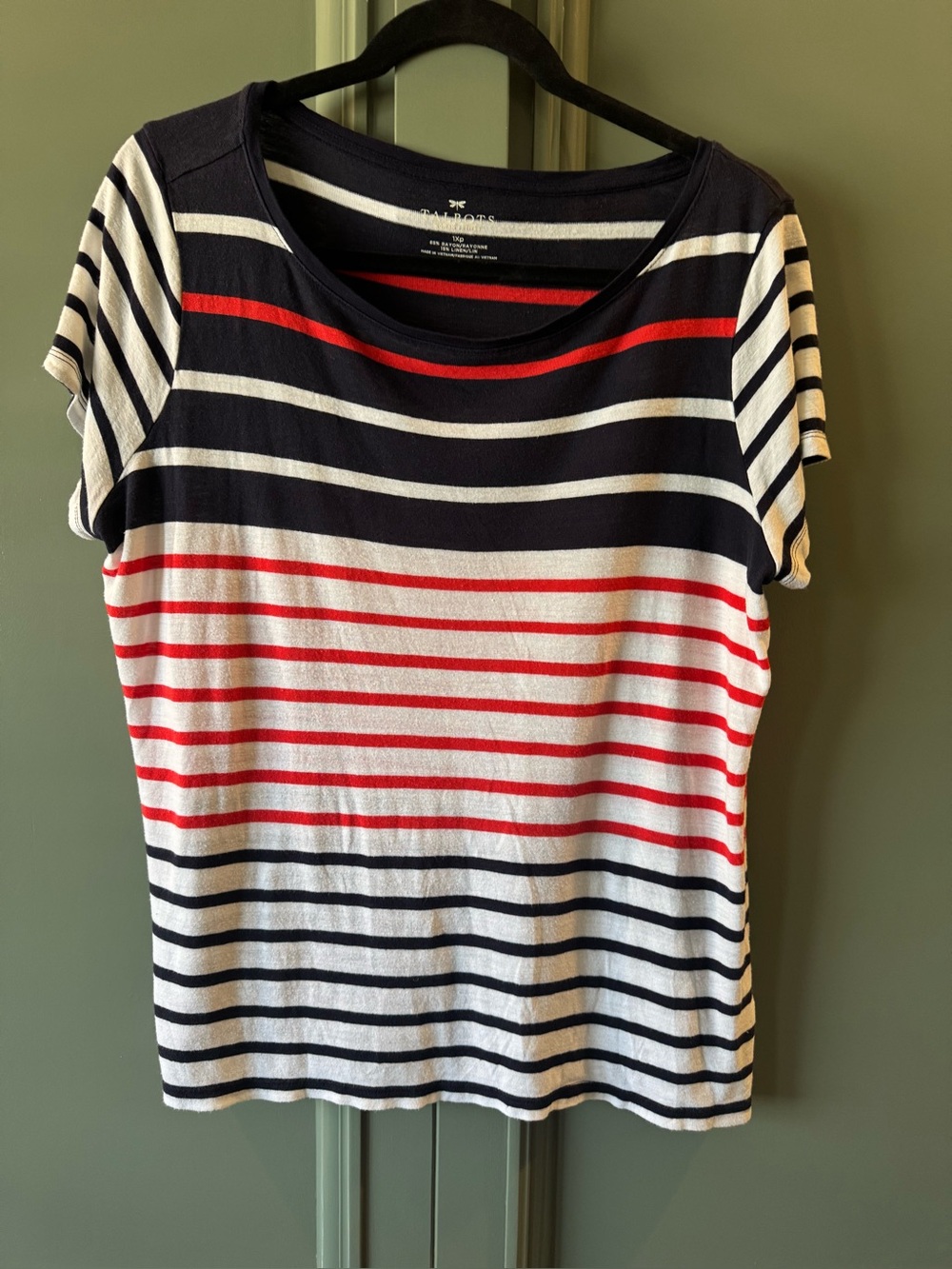 Talbots Navy, White & Red Striped Short Sleeve Tee - Size 1XP